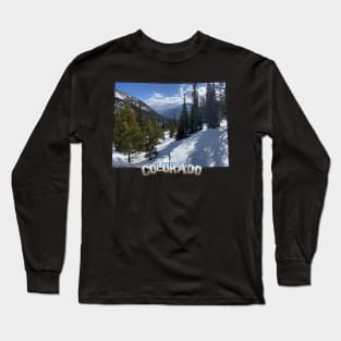 Colorado State Outline (Winter Mountains) Long Sleeve T-Shirt